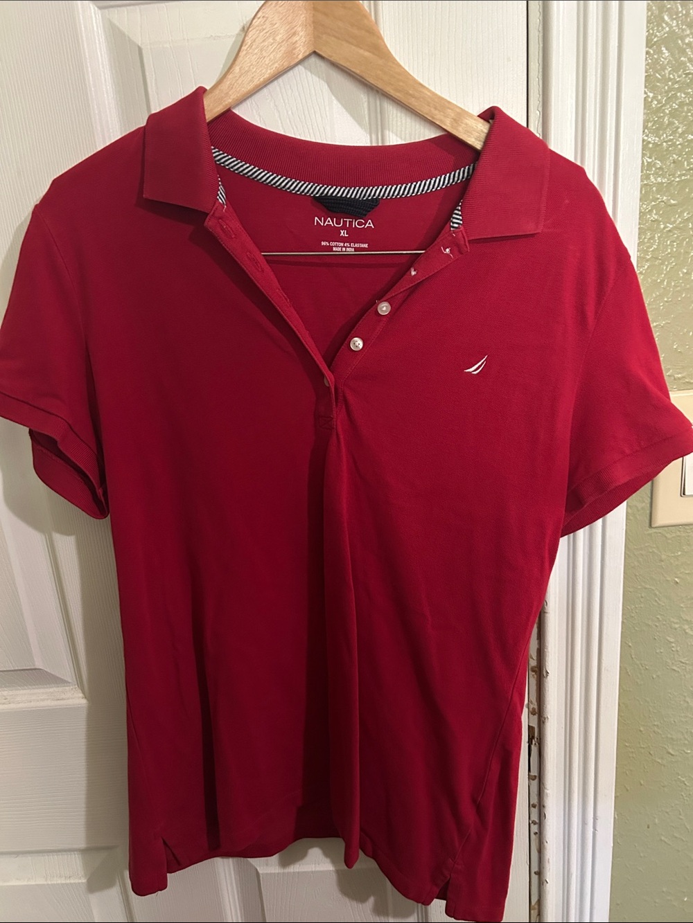 Nautica Red Short-Sleeve Polo with Contrast Trim